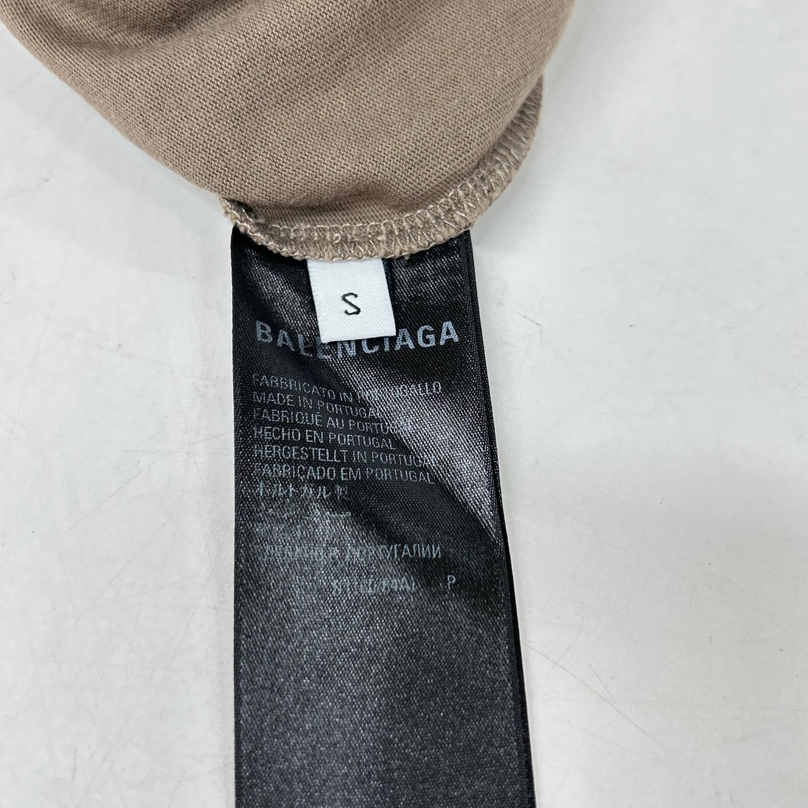 BALENCIAGA バレンシアガ 21年 612965 ブラウン ロゴ刺しゅう クルーネックTシャツ トップス