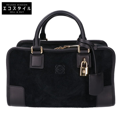 LOEWE ロエベ スエード x スムースレザー アマソナ28 ハンドバッグ