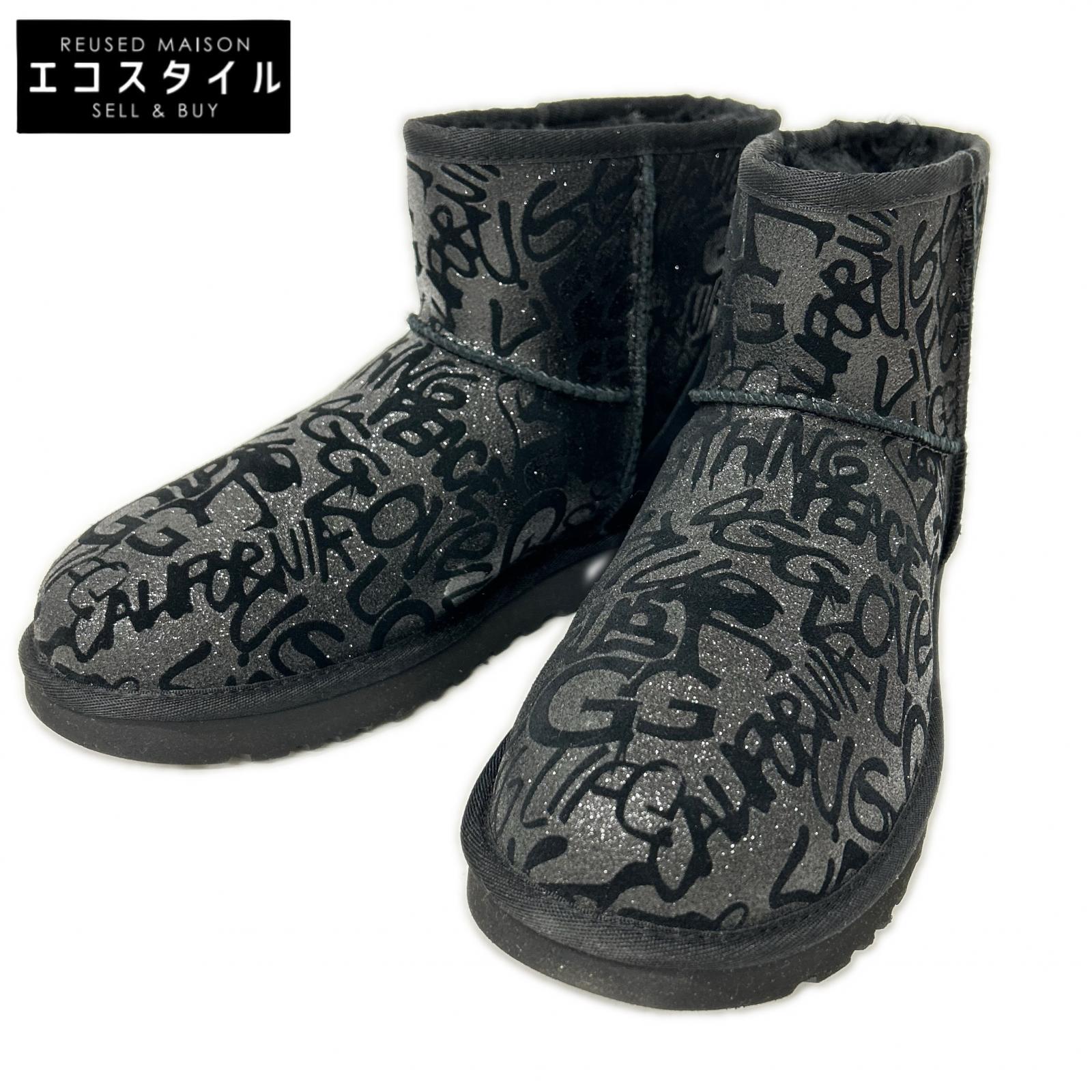 UGG アグ 【新品同様】1107034 W CLASSIC MINI SPARKLE GRAFFITI BOOT グラフィックラメ ムートンブーツ シューズ