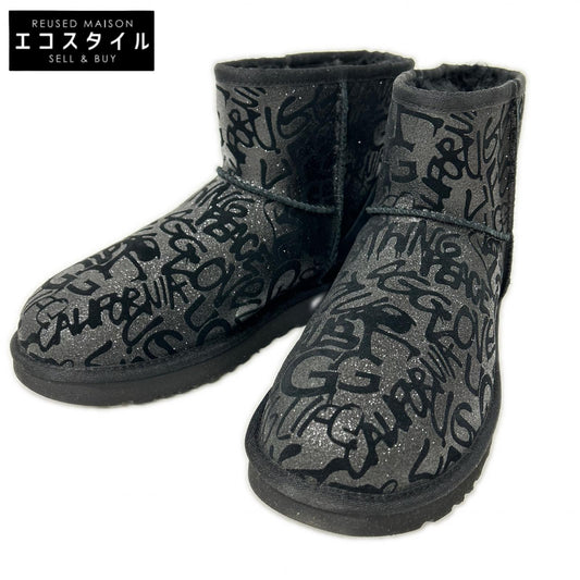 UGG アグ 【新品同様】1107034 W CLASSIC MINI SPARKLE GRAFFITI BOOT グラフィックラメ ムートンブーツ シューズ