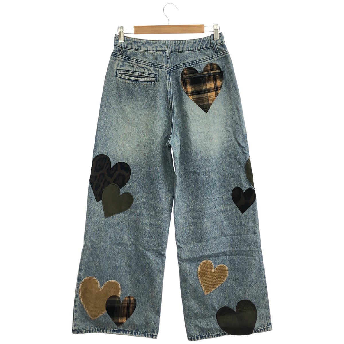 Darich Darich 112532003 indigo random-heart patchwork denim pants bottoms