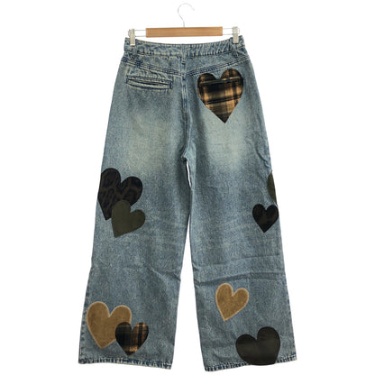 Darich Darich 112532003 indigo random-heart patchwork denim pants bottoms