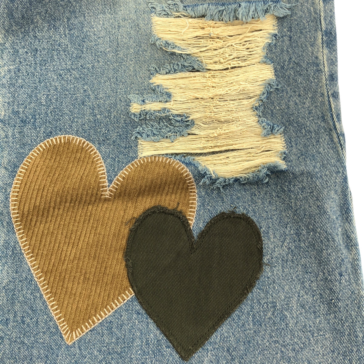 Darich Darich 112532003 indigo random-heart patchwork denim pants bottoms