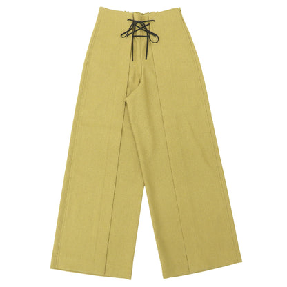 TROIS トロワ 美品 フロントレースアップ シンメトリーワイドパンツ ボトムス レディース グリーン系 1T211-87037 ボトムス