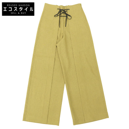 TROIS トロワ 美品 フロントレースアップ シンメトリーワイドパンツ ボトムス レディース グリーン系 1T211-87037 ボトムス