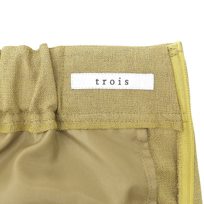 TROIS トロワ 美品 フロントレースアップ シンメトリーワイドパンツ ボトムス レディース グリーン系 1T211-87037 ボトムス