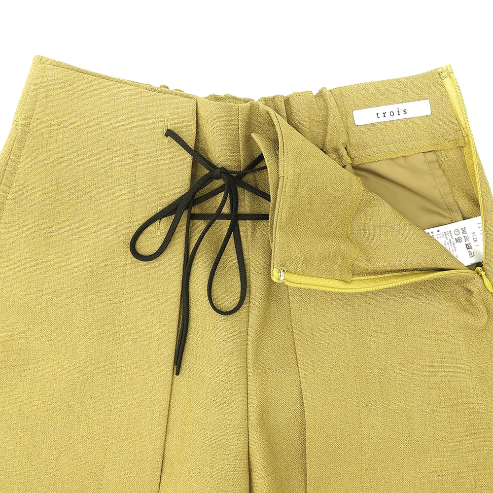 TROIS トロワ 美品 フロントレースアップ シンメトリーワイドパンツ ボトムス レディース グリーン系 1T211-87037 ボトムス