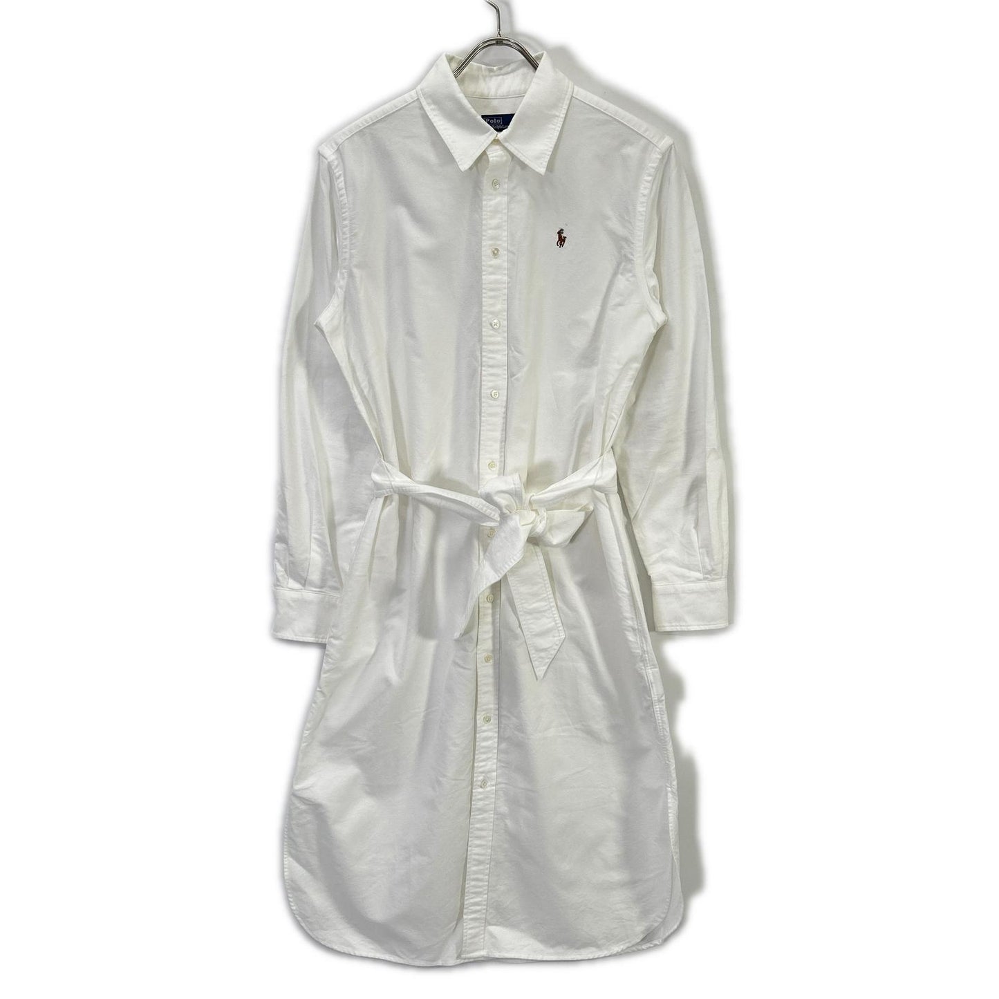 POLObyRalphLauren ポロラルフローレン ホワイト ベルテッド コットン オックスフォードシャツドレス トップス