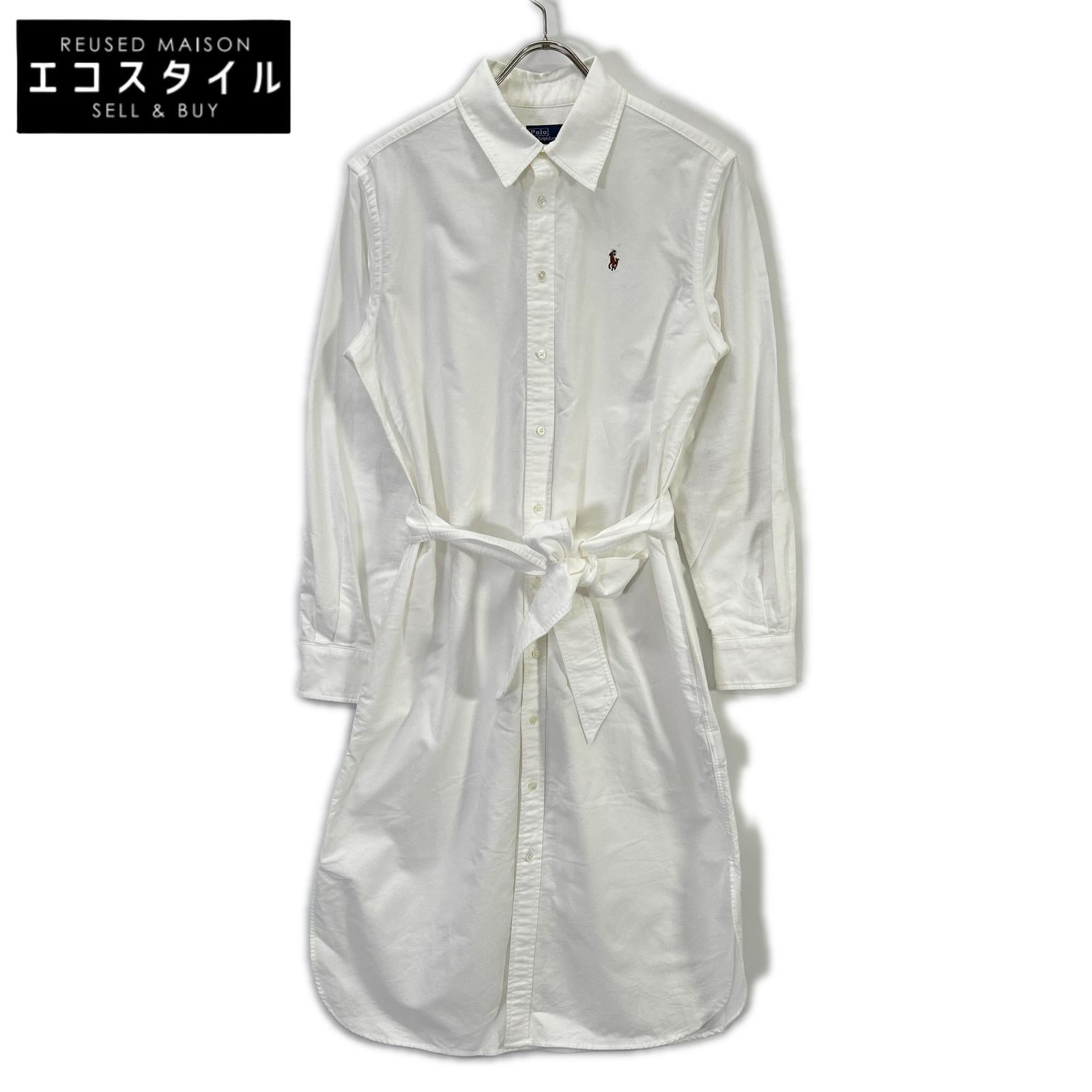 POLObyRalphLauren ポロラルフローレン ホワイト ベルテッド コットン オックスフォードシャツドレス トップス