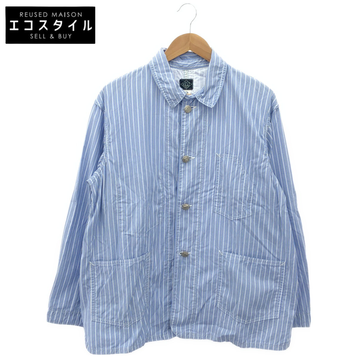 POST O'ALLS ポストオーバーオールズ 1101L-SB1 ライトブルー ストライプ Lined No.1 Jacket トップス