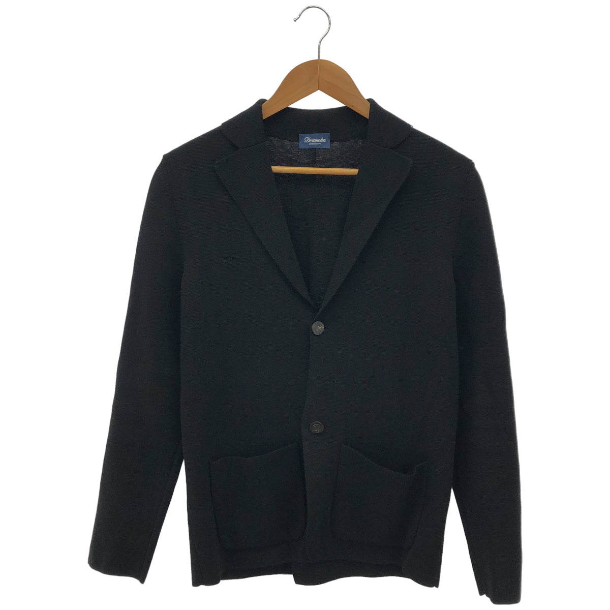 Drumohr ドルモア ブラック コットン ミラノリブ ニット 2Bテーラードジャケット トップス