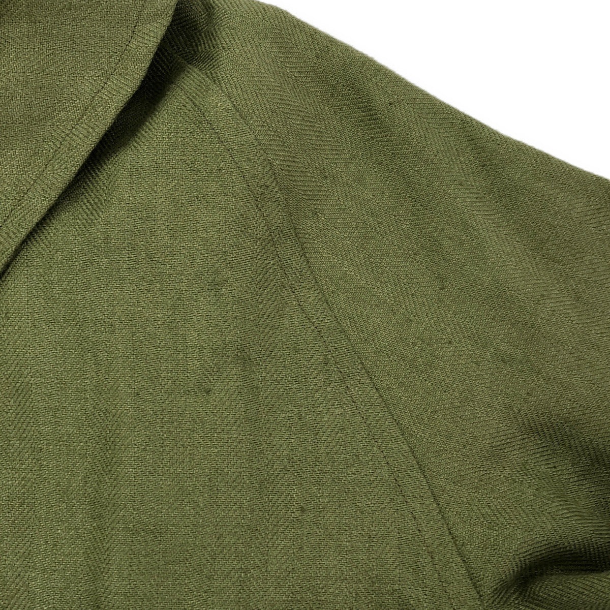 yo asa ヨアサ Olive Linen Herringbone Stand-Collar Coat Tops
