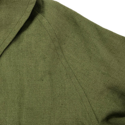 yo asa ヨアサ Olive Linen Herringbone Stand-Collar Coat Tops
