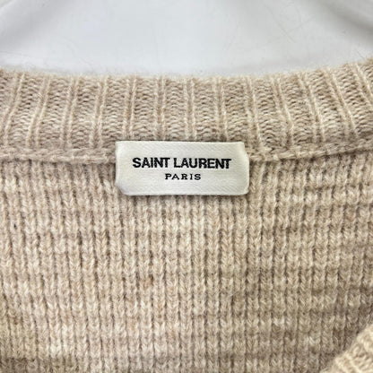 SAINT LAURENT PARIS サンローランパリ ベージュ ウール100 クルーネック ロングスリーブ ニット トップス