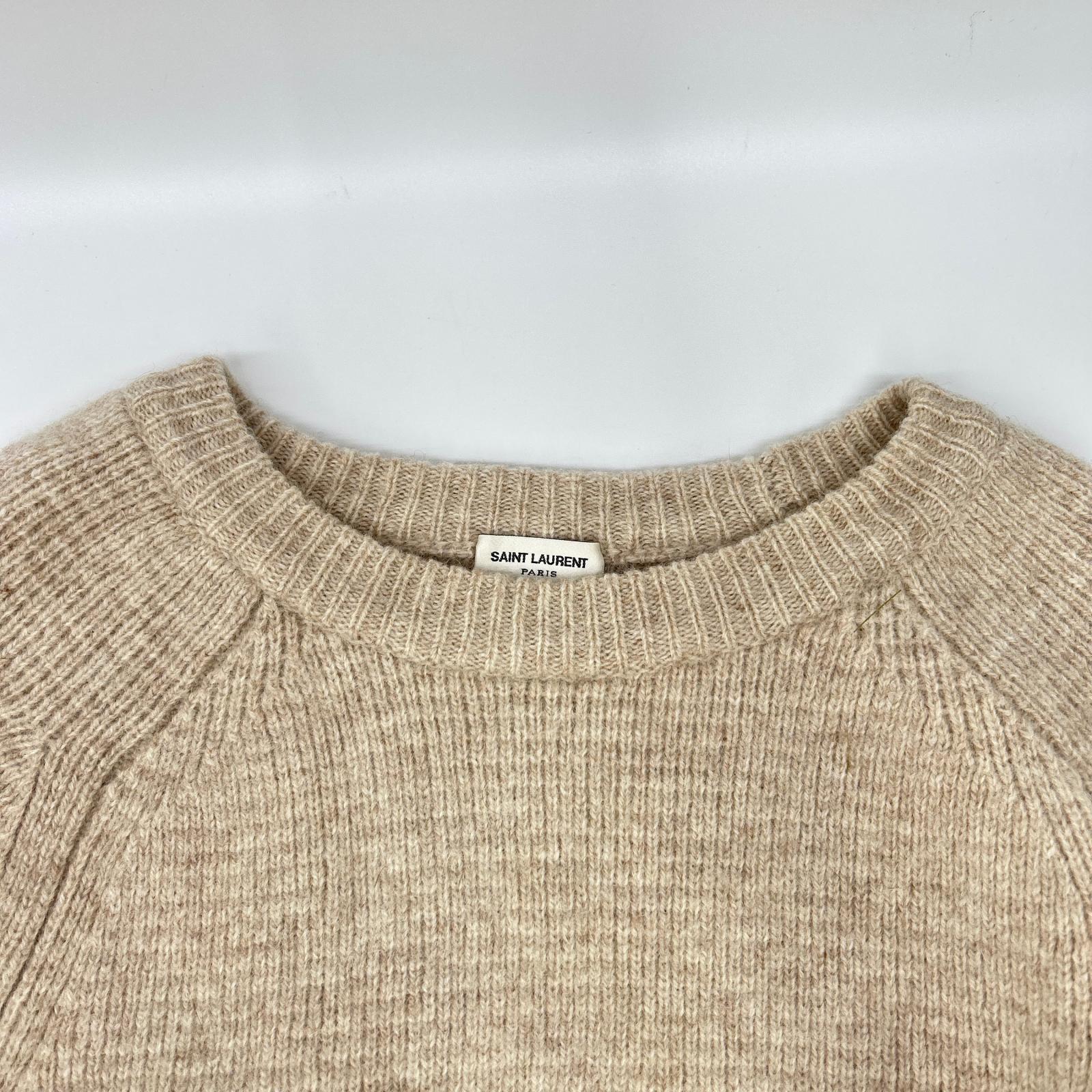 SAINT LAURENT PARIS サンローランパリ ベージュ ウール100 クルーネック ロングスリーブ ニット トップス
