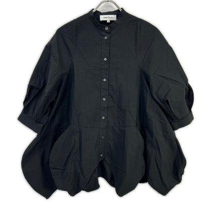 ENFOLD エンフォルド 24AW 300HA230-2680 ブラック コットン ショートスリーブフラワーデザインシャツ/FLOWER SHIRT トップス