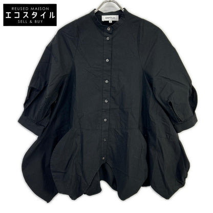 ENFOLD エンフォルド 24AW 300HA230-2680 ブラック コットン ショートスリーブフラワーデザインシャツ/FLOWER SHIRT トップス