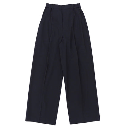 U by SPICK&SPAN ユーバイスピックアンドスパン 美品 フレア タック パンツ ボトムス ウエストゴム レディース ネイビー 36 25AW ボトムス