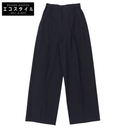 U by SPICK&SPAN ユーバイスピックアンドスパン 美品 フレア タック パンツ ボトムス ウエストゴム レディース ネイビー 36 25AW ボトムス