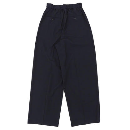 U by SPICK&SPAN ユーバイスピックアンドスパン 美品 フレア タック パンツ ボトムス ウエストゴム レディース ネイビー 36 25AW ボトムス