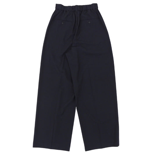 U by SPICK&SPAN ユーバイスピックアンドスパン 美品 フレア タック パンツ ボトムス ウエストゴム レディース ネイビー 36 25AW ボトムス