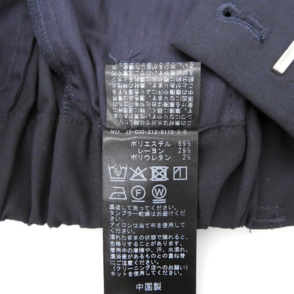 U by SPICK&SPAN ユーバイスピックアンドスパン 美品 フレア タック パンツ ボトムス ウエストゴム レディース ネイビー 36 25AW ボトムス