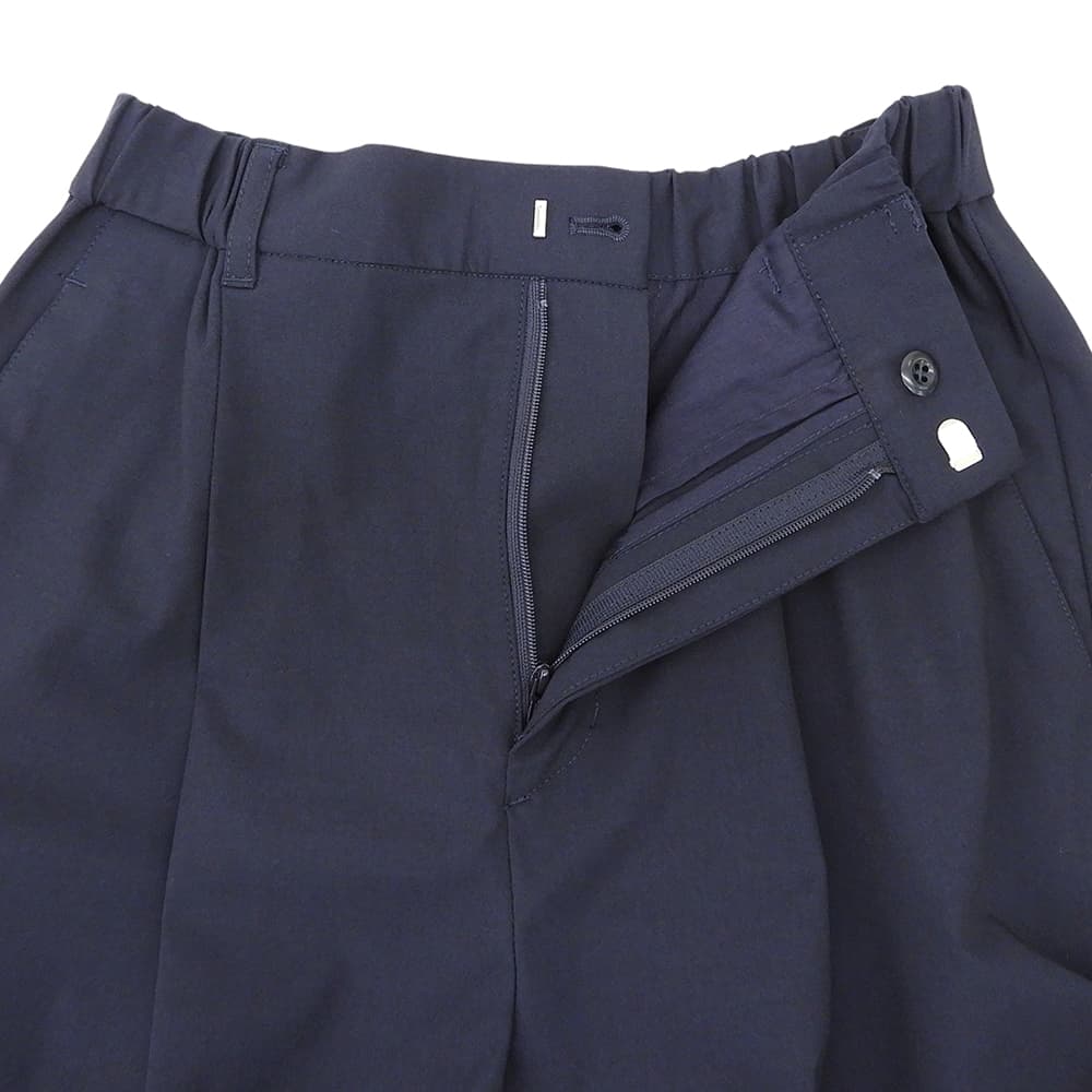 U by SPICK&SPAN ユーバイスピックアンドスパン 美品 フレア タック パンツ ボトムス ウエストゴム レディース ネイビー 36 25AW ボトムス