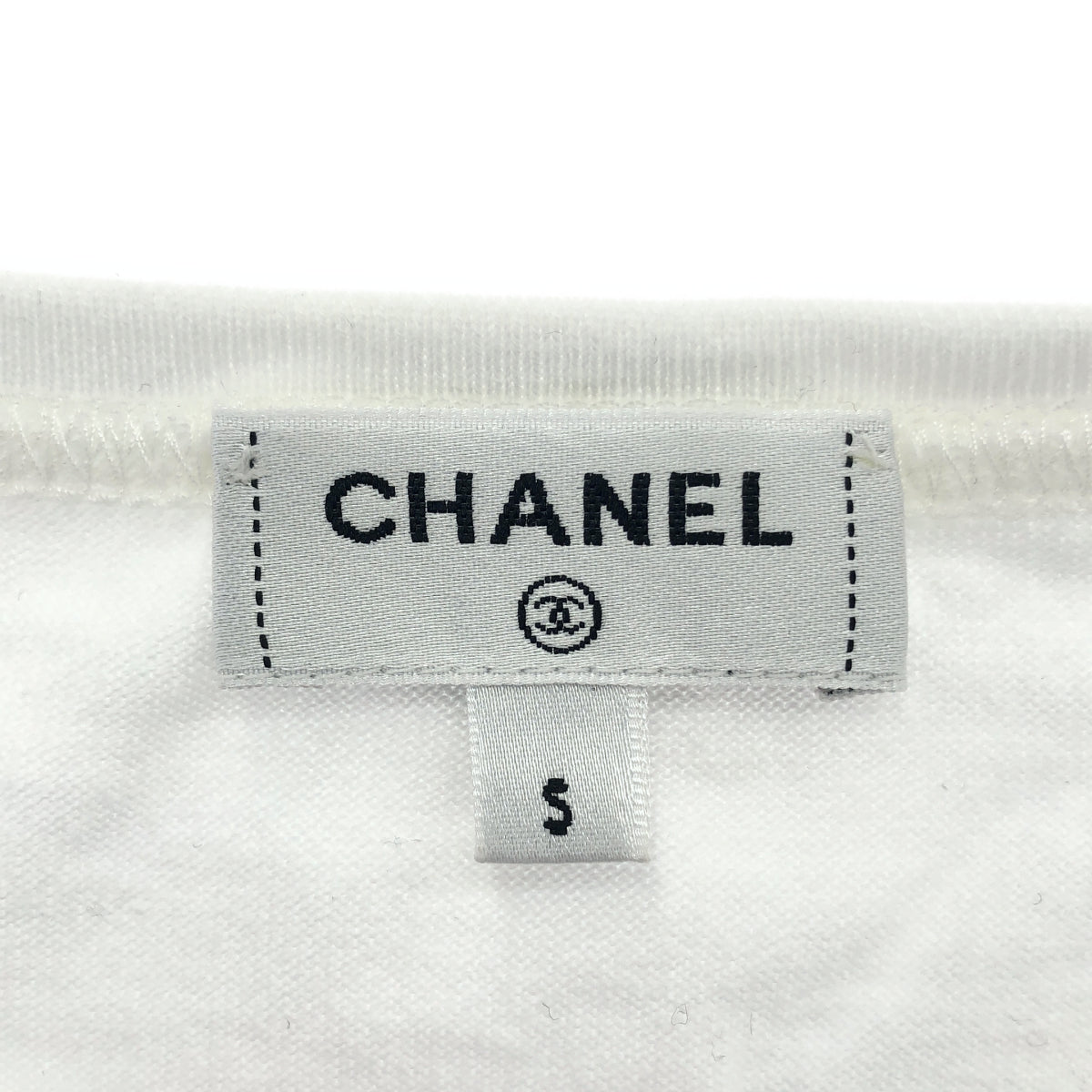 CHANEL シャネル 22SS P72456K10424 ホワイト 刺繍デザイン クルーネック ショートスリーブカットソー Tシャツ トップス