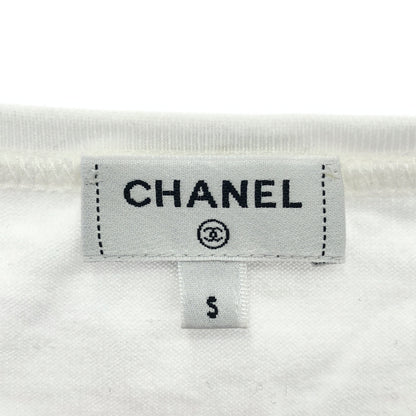 CHANEL シャネル 22SS P72456K10424 ホワイト 刺繍デザイン クルーネック ショートスリーブカットソー Tシャツ トップス
