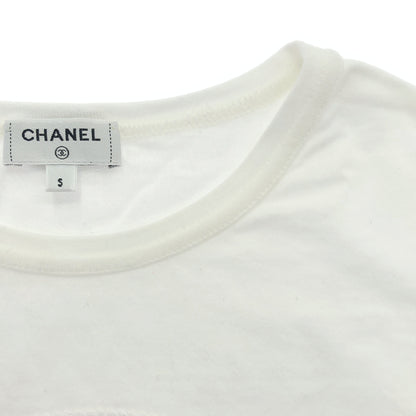 CHANEL シャネル 22SS P72456K10424 ホワイト 刺繍デザイン クルーネック ショートスリーブカットソー Tシャツ トップス