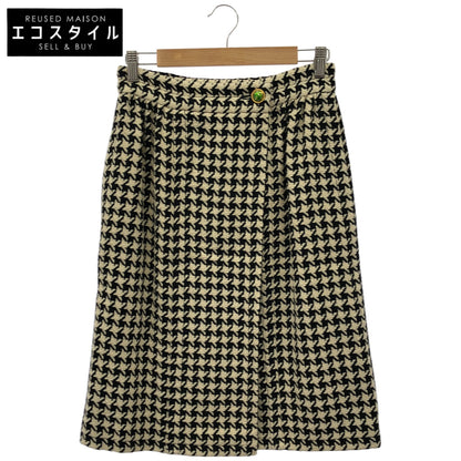 GUCCI グッチ 19年 582744 19年 ホワイト×ブラック ウール ハウンドトゥースラップミディアムスカート ボトムス