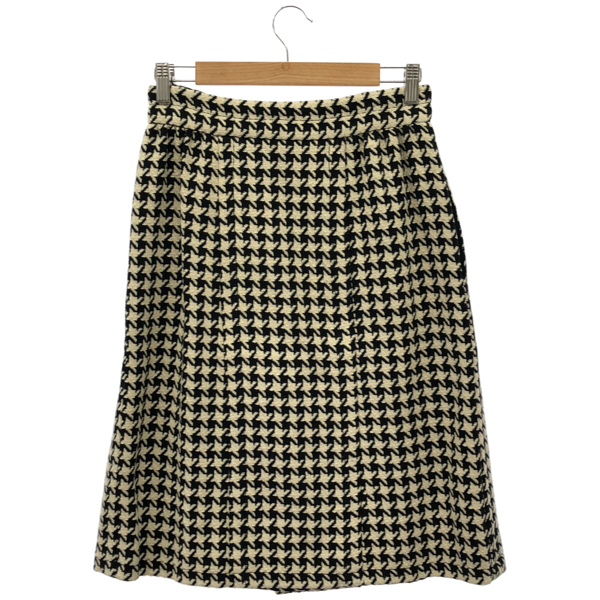GUCCI グッチ 19年 582744 19年 ホワイト×ブラック ウール ハウンドトゥースラップミディアムスカート ボトムス