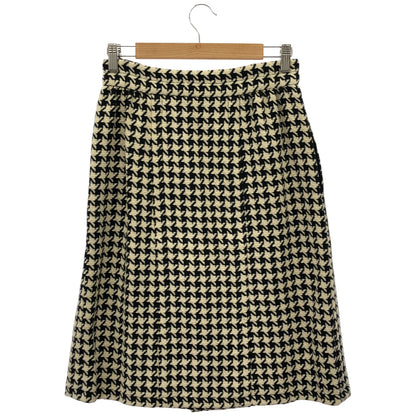 GUCCI グッチ 19年 582744 19年 ホワイト×ブラック ウール ハウンドトゥースラップミディアムスカート ボトムス