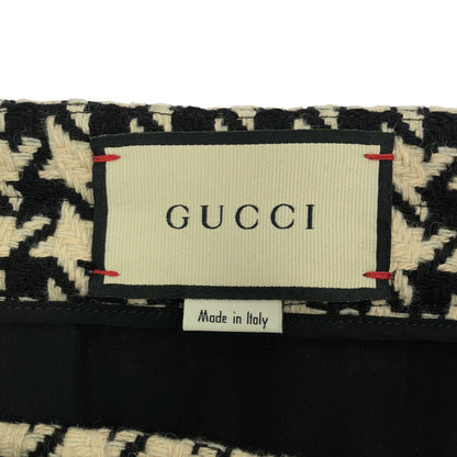 GUCCI グッチ 19年 582744 19年 ホワイト×ブラック ウール ハウンドトゥースラップミディアムスカート ボトムス