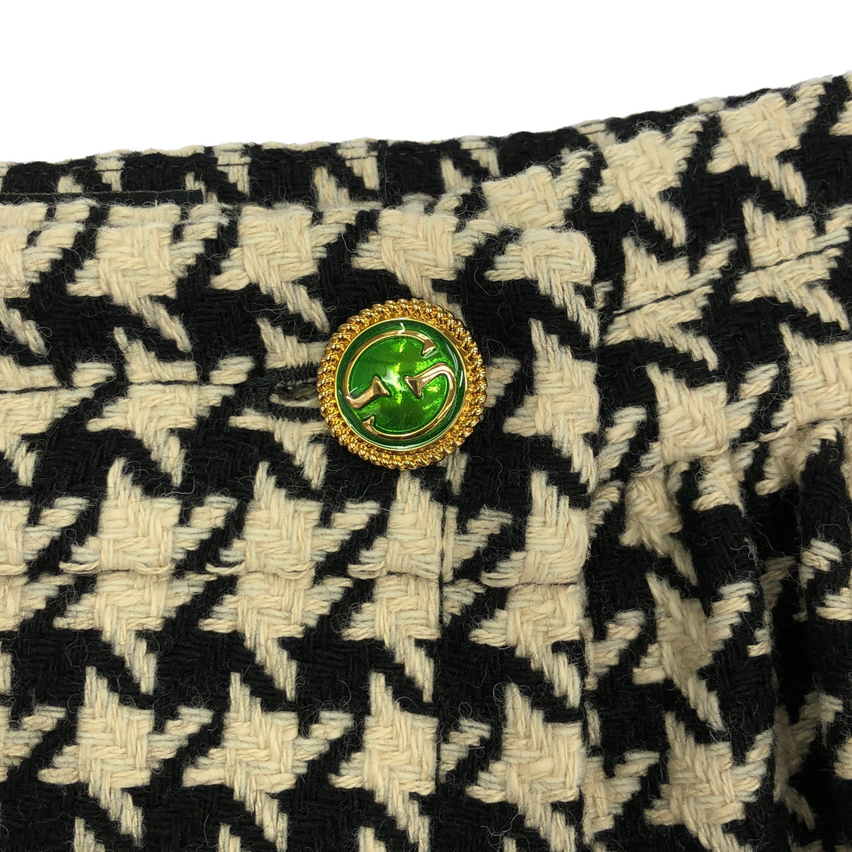 GUCCI グッチ 19年 582744 19年 ホワイト×ブラック ウール ハウンドトゥースラップミディアムスカート ボトムス