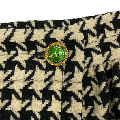 GUCCI グッチ 19年 582744 19年 ホワイト×ブラック ウール ハウンドトゥースラップミディアムスカート ボトムス