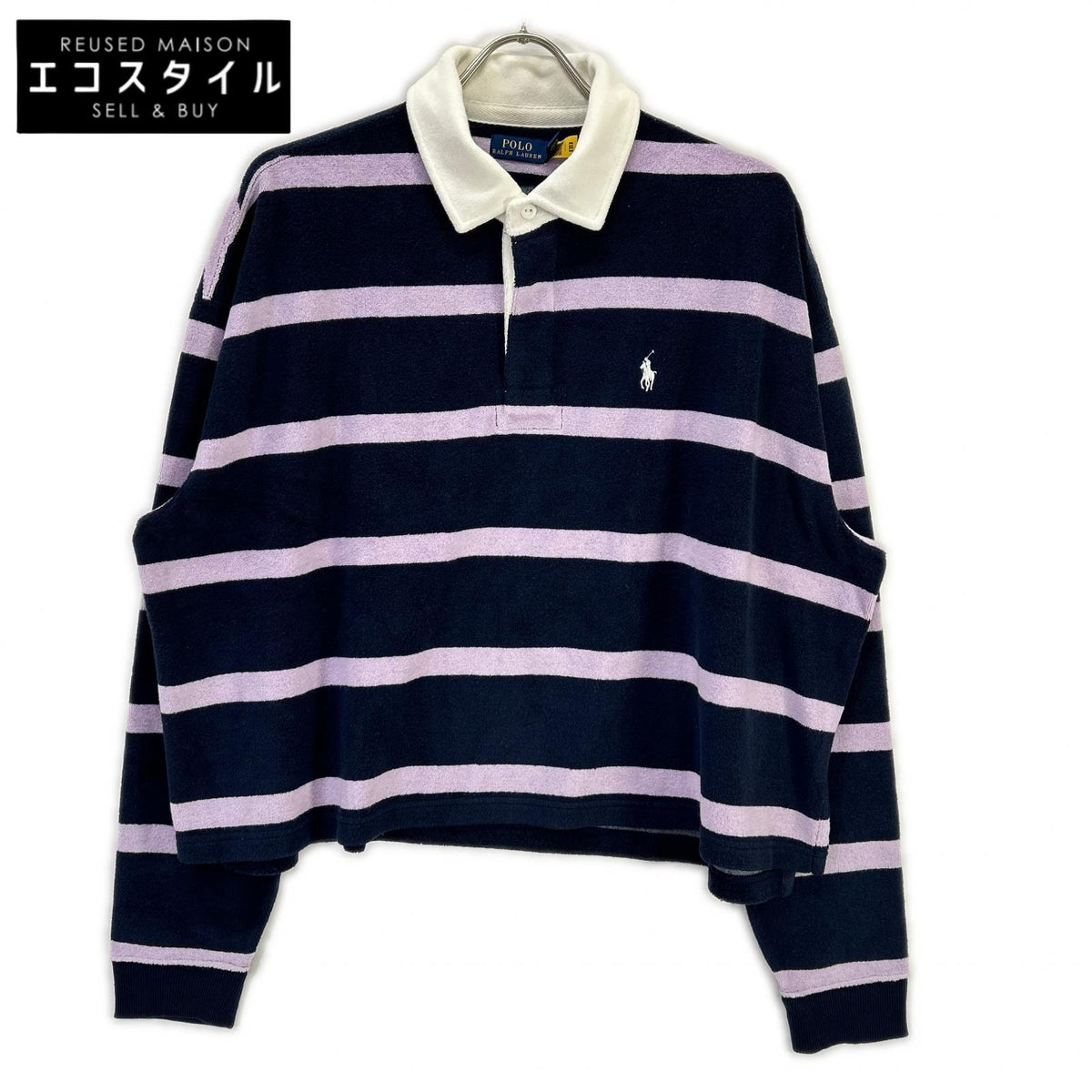 Polo by Ralph Lauren Navy × Purple Terry Rugby Shirt Top