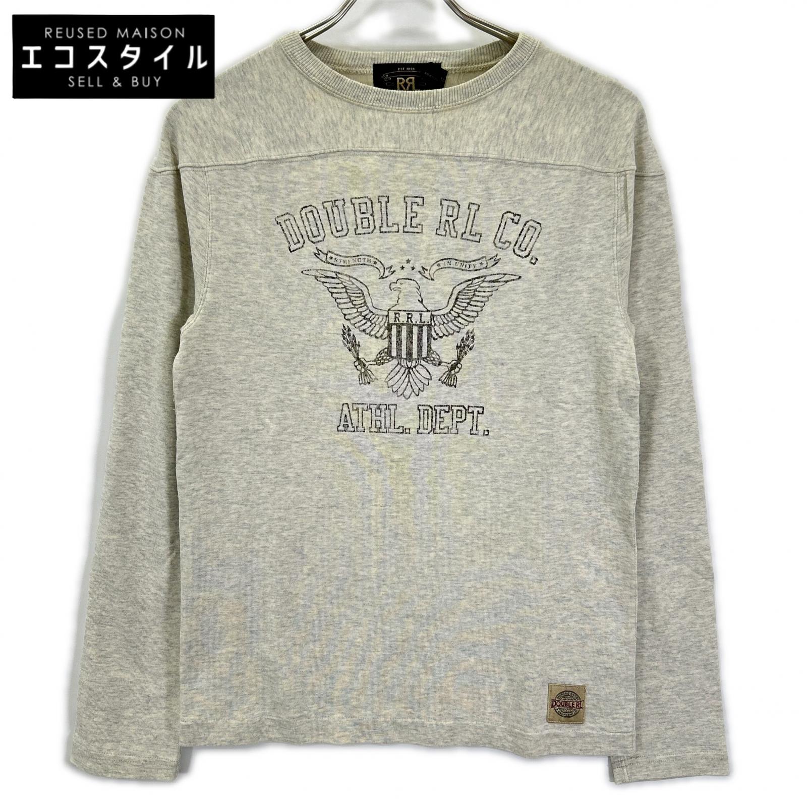 RRL ダブルアールエル 782629551001 FOOTBALL JERSEY オートミール コットン イーグルロゴプリント エルボーパッチ ロングスリーブジャージーカットソー トップス