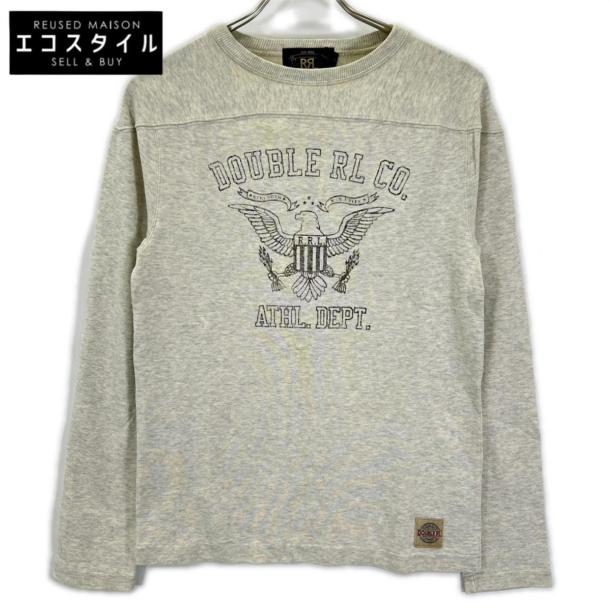 RRL ダブルアールエル 782629551001 FOOTBALL JERSEY オートミール コットン イーグルロゴプリント エルボーパッチ ロングスリーブジャージーカットソー トップス
