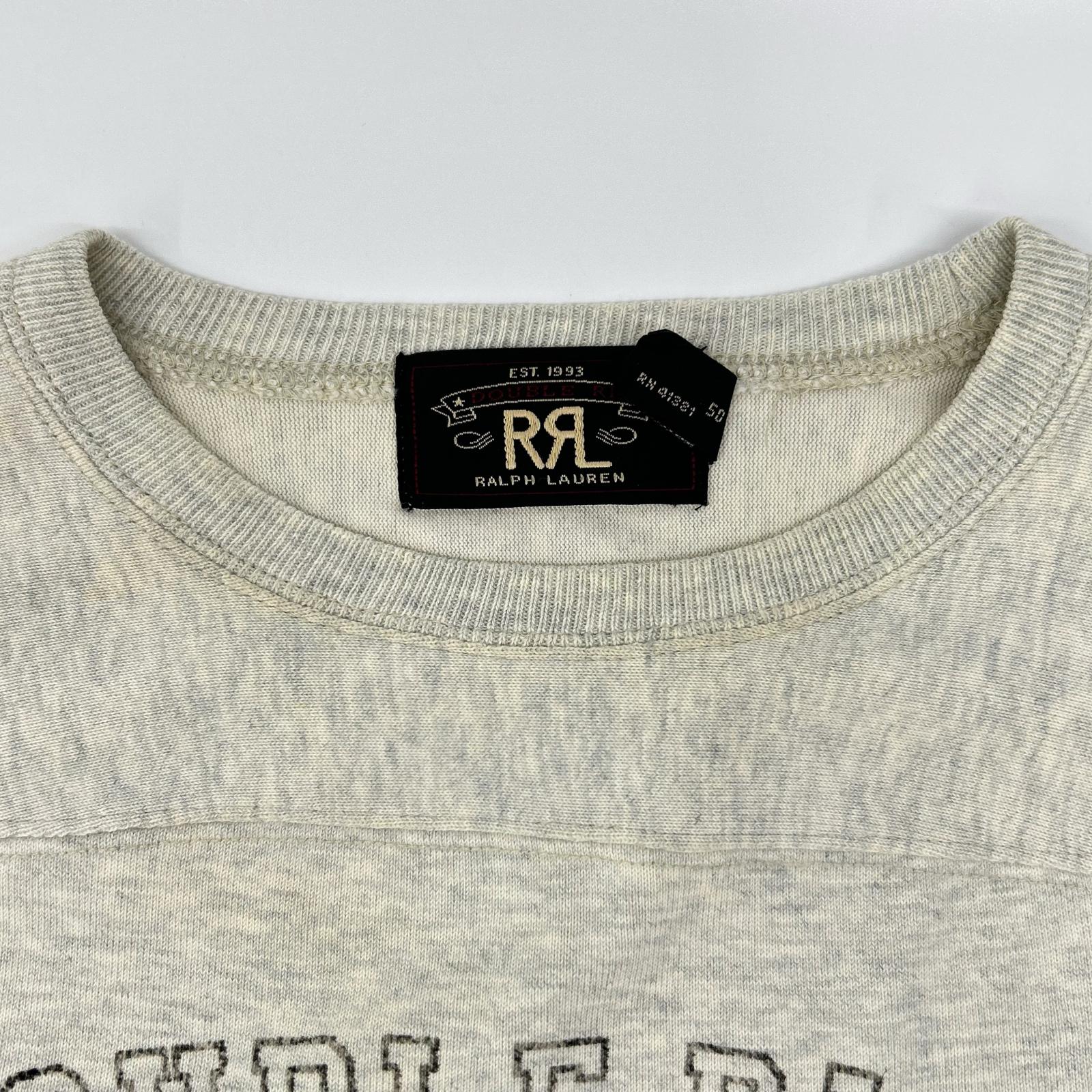 RRL ダブルアールエル 782629551001 FOOTBALL JERSEY オートミール コットン イーグルロゴプリント エルボーパッチ ロングスリーブジャージーカットソー トップス
