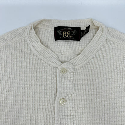 RRL ダブルアールエル 782504859001 オフホワイト コットン ヘンリーネック ロングスリーブワッフルカットソー トップス