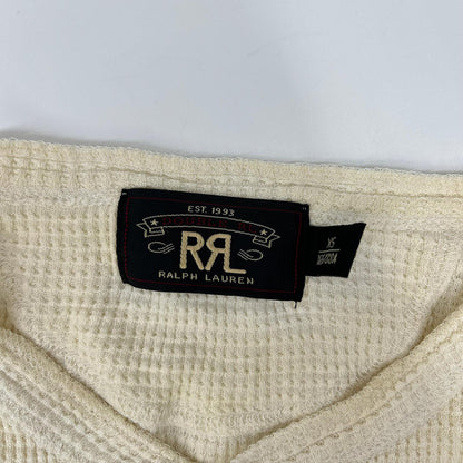RRL ダブルアールエル 782504859001 オフホワイト コットン ヘンリーネック ロングスリーブワッフルカットソー トップス
