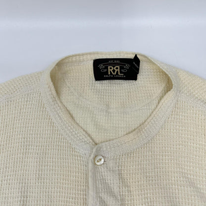 RRL ダブルアールエル 782504859001 オフホワイト コットン ヘンリーネック ロングスリーブワッフルカットソー トップス