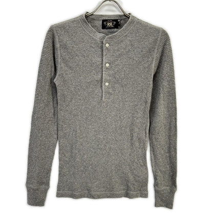 RRL ダブルアールエル 782751189001 グレー コットン ヘンリーネック ロングスリーブワッフルカットソー トップス