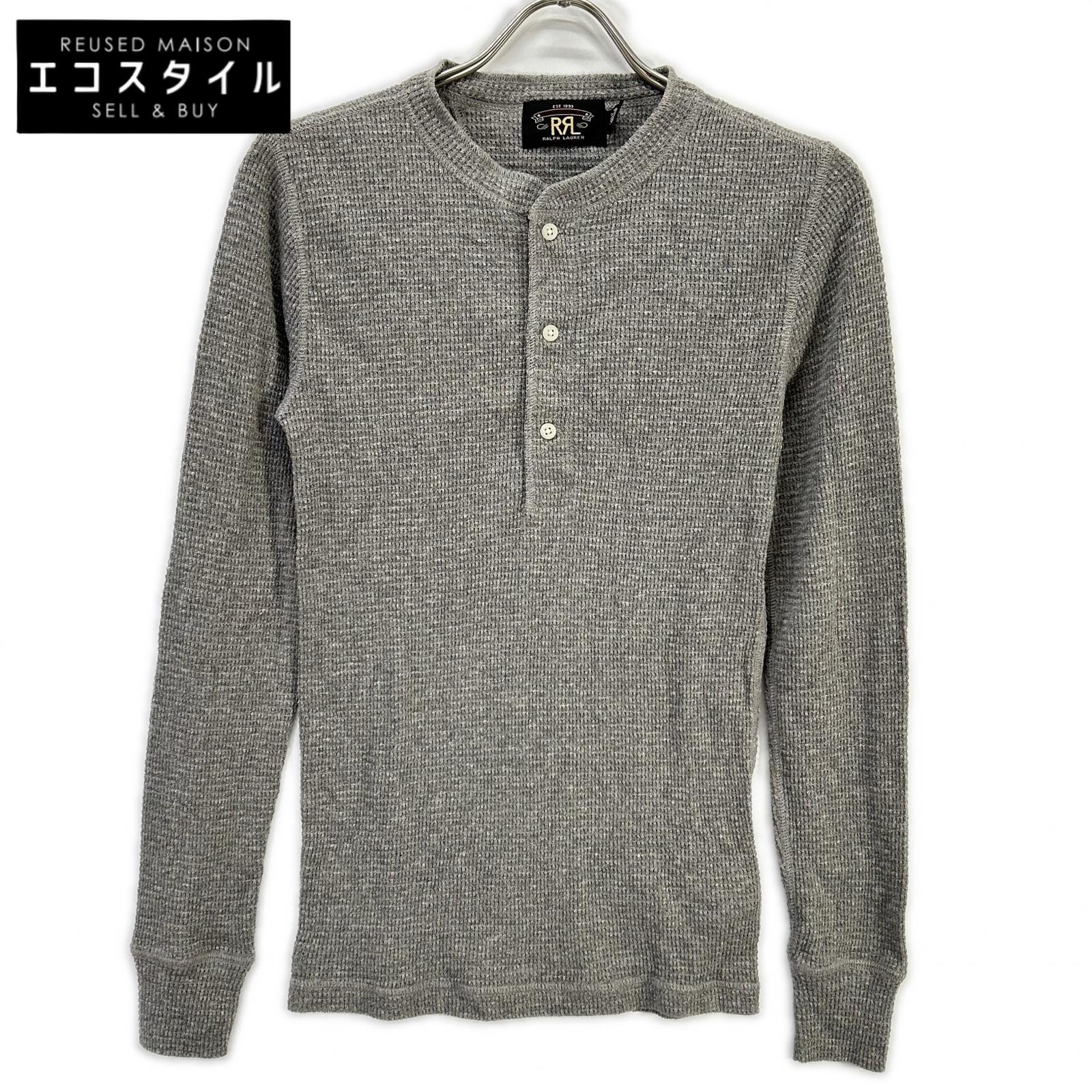 RRL ダブルアールエル 782751189001 グレー コットン ヘンリーネック ロングスリーブワッフルカットソー トップス