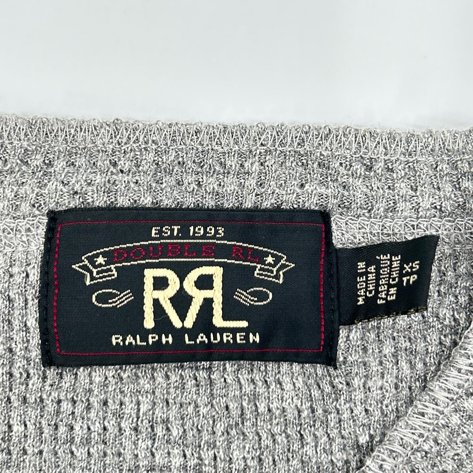 RRL ダブルアールエル 782751189001 グレー コットン ヘンリーネック ロングスリーブワッフルカットソー トップス