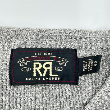 RRL ダブルアールエル 782751189001 グレー コットン ヘンリーネック ロングスリーブワッフルカットソー トップス