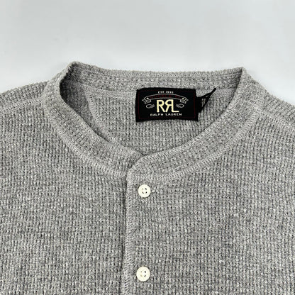 RRL ダブルアールエル 782751189001 グレー コットン ヘンリーネック ロングスリーブワッフルカットソー トップス