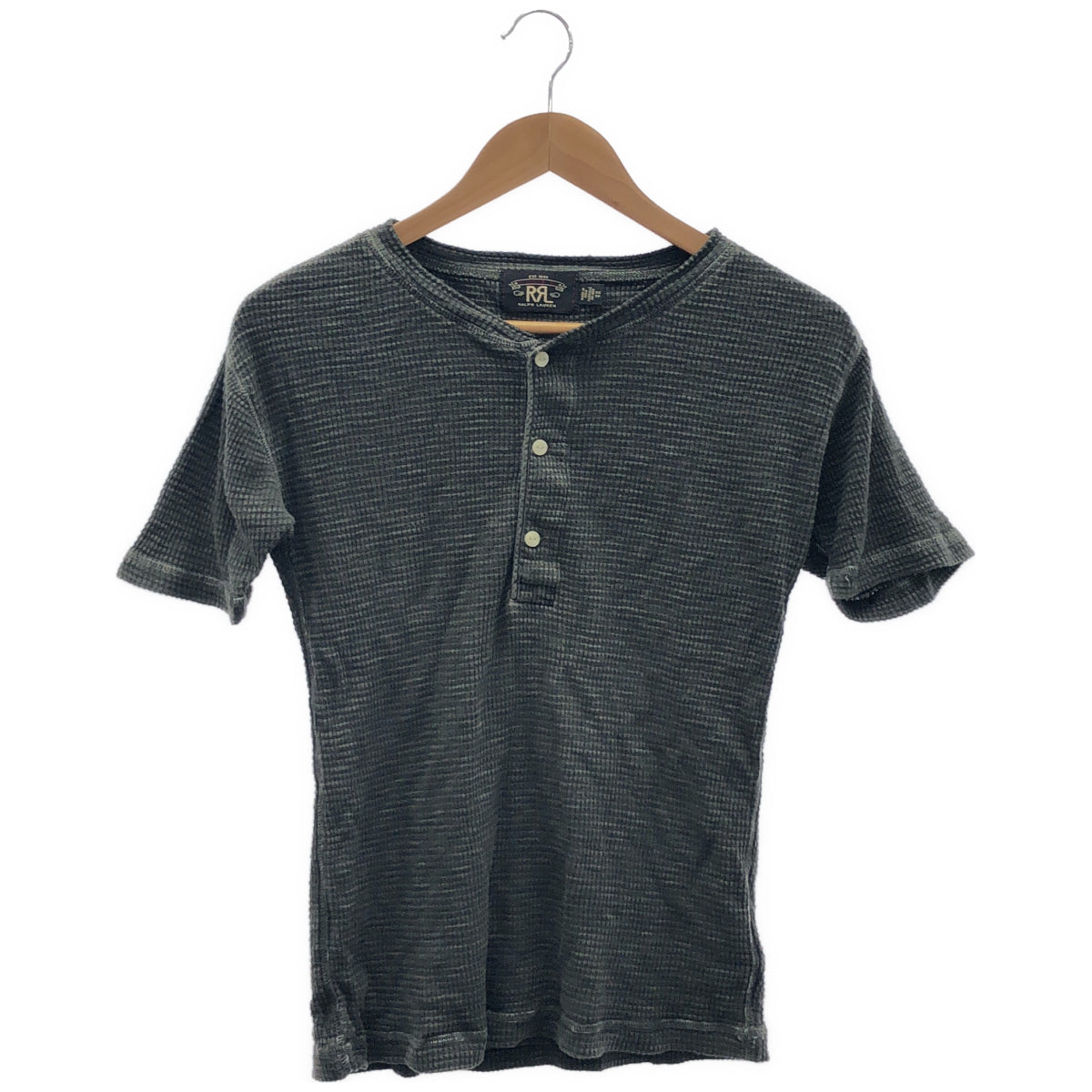 RRL ダブルアールエル 782658942002 フェードグレー コットン ヘンリーネック ショートスリーブワッフルカットソー トップス