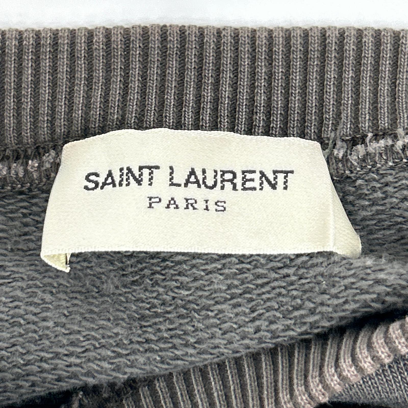 SAINT LAURENT PARIS サンローランパリ 569259 YBHA2 フェードグレー コットン YSLロゴプリント クルーネック スウェットプルオーバー トップス
